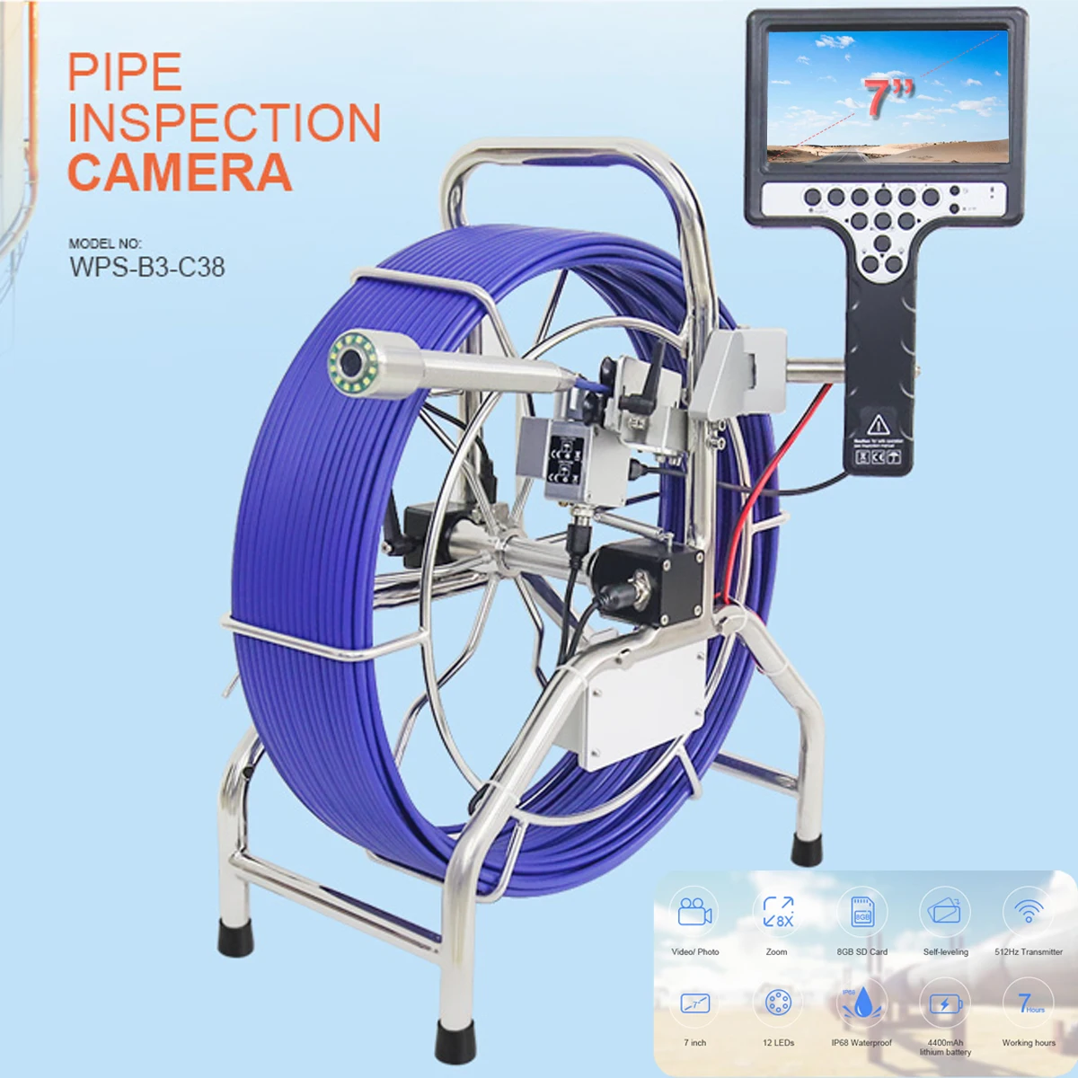 Dvr Recording Sewer Camera Inspection Equipment Cctv Camera For Municipal Drain For Pipe Inspection With 512Hz Transmitter