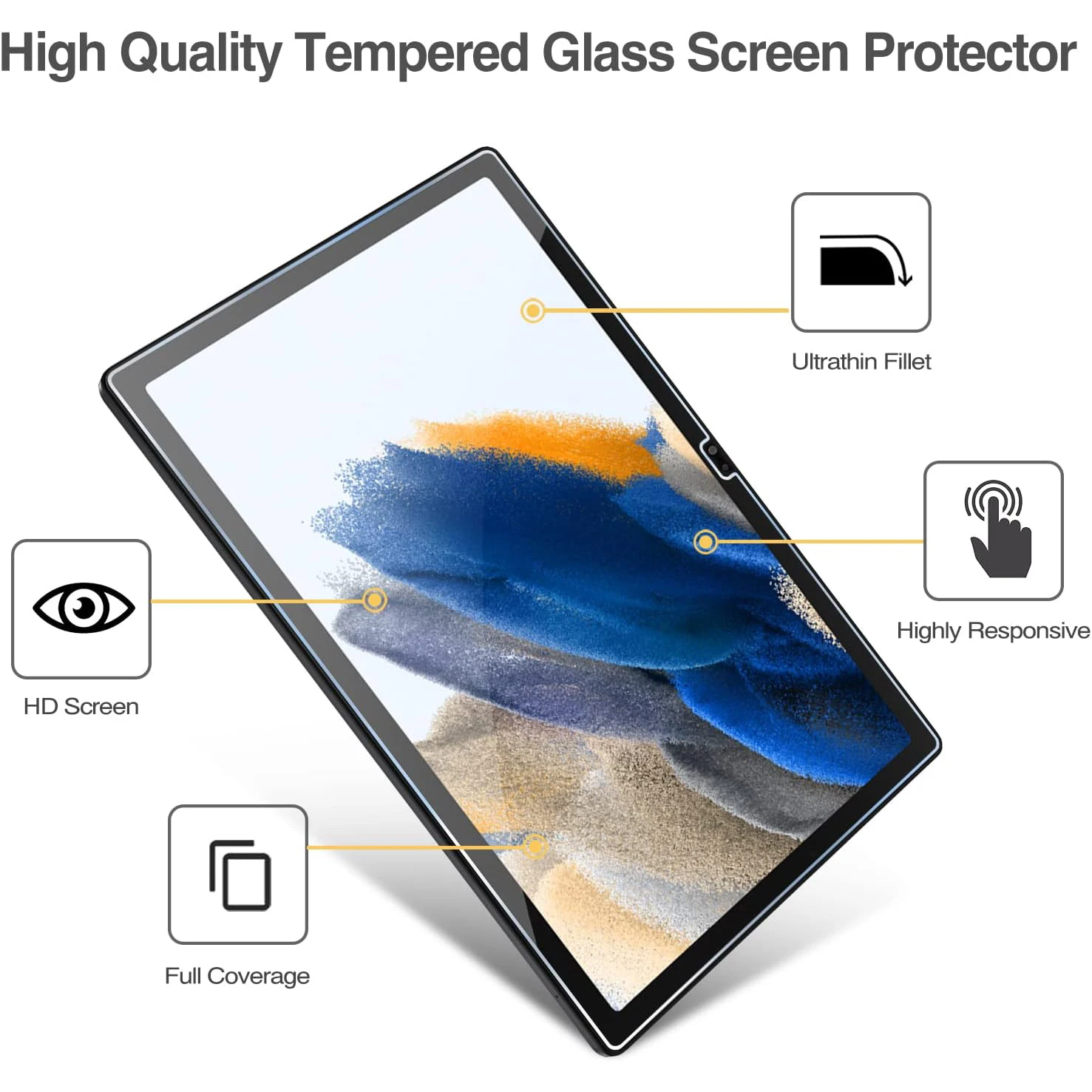 2pcs 9H Tempered Glass For Samsung Galaxy Tab A8 10.5'' 2022 SM-X200 SM-X205 Clear Anti Scratch Screen Protector Protective Film