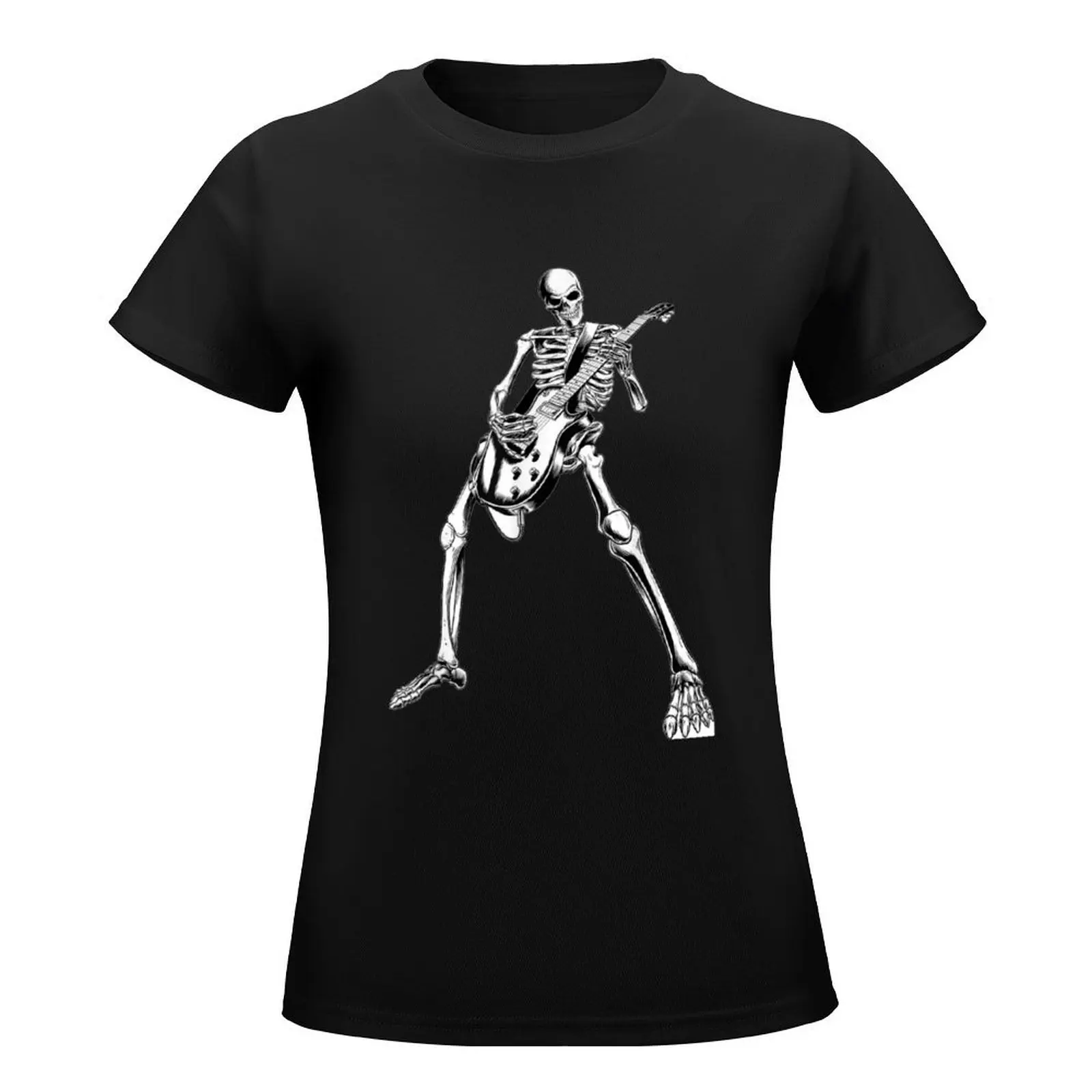 skeleton playing guitar electric Acoustic Classical T-Shirt Female clothing hippie clothes customizeds cotton t shirts Women