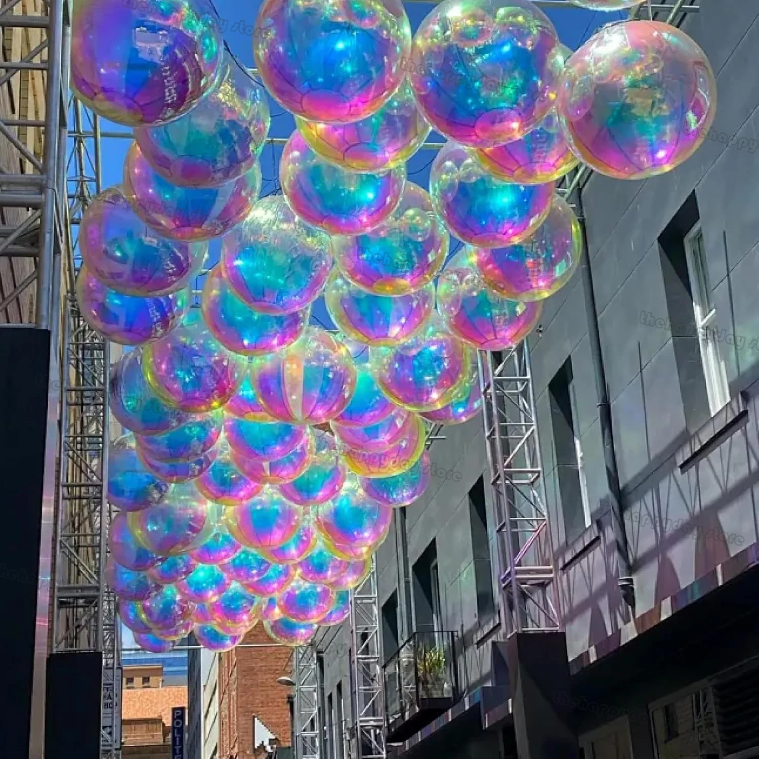 50-10IN قزحي الألوان 4D بالونات مستديرة المجسم 4D احباط بالونات الهيليوم Globos لعيد ميلاد الزفاف عيد الميلاد توهج ديكور الحفلات