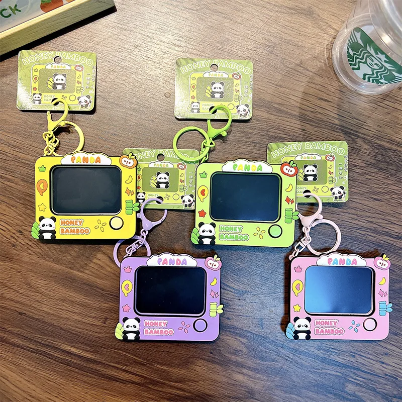Creative Graffiti Board Keychain Cute Animal Reusable Clearing DIY Painting Keyring Student Bag Pendant Kids Decompression Toy