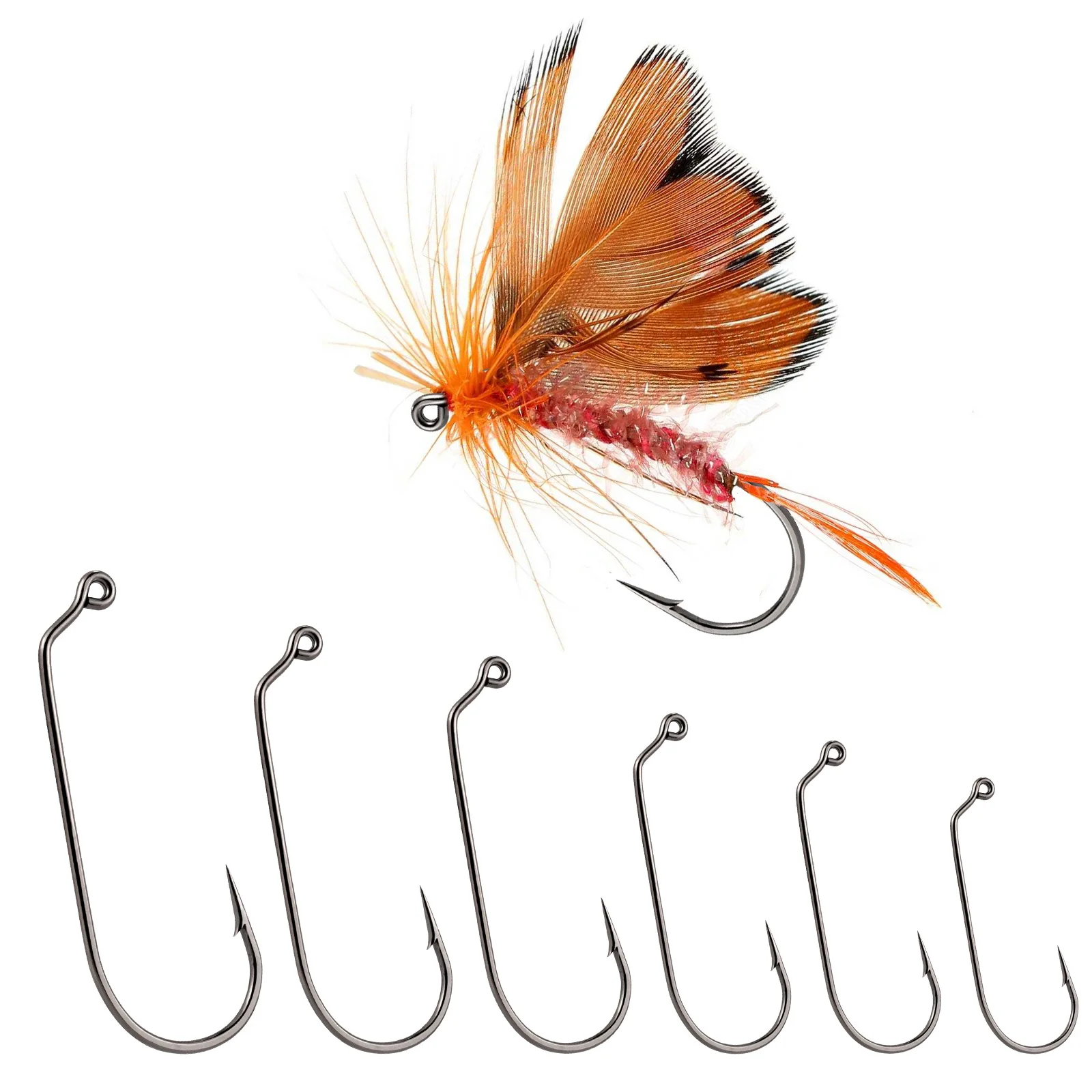 

100pcs Fly Tying Hook 60 Degree Fly Fishing Flies Nymph Worm Lure Jig Head Barbed Aberdeen Offset Hook High Carbon Steel