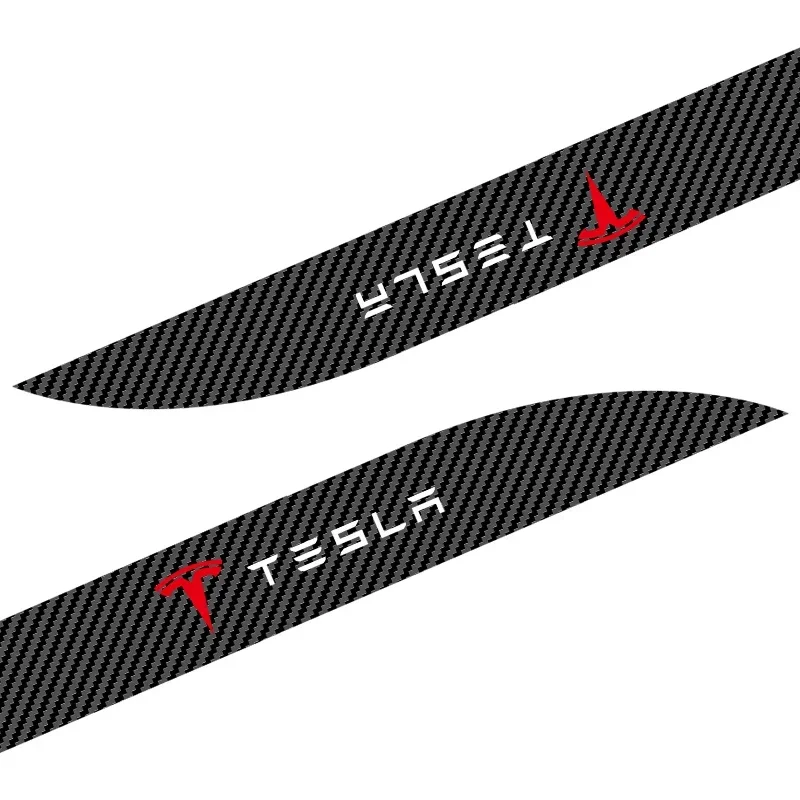 2pcs Car Side Skirt Sill Carbon Fibre Body Protection Sticker For Tesla Model 3 Y S X Roadster Model X 2016-2020 Decals TM3 TMX