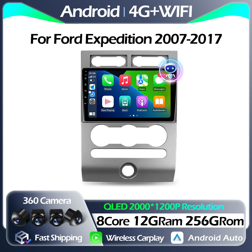 

Android Auto Carplay For Ford Expedition 2007-2017 Car Radio Multimedia Video Player Navigation stereo GPS WIFI Bluetooth