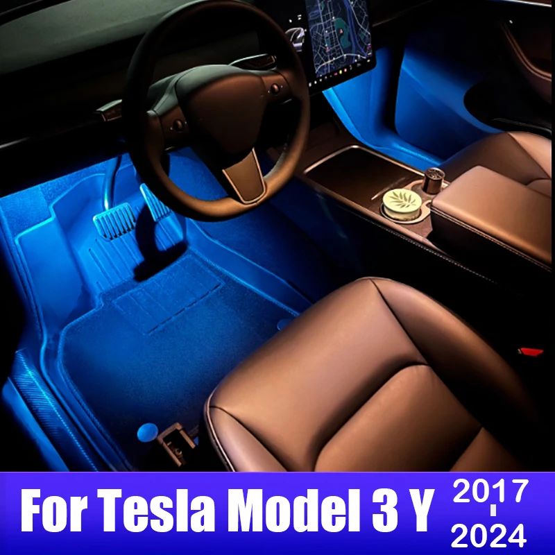 

For Tesla Model 3 Model Y 2017 2018 2019 2020 2021 2022 2023 2024 Car Footwell Lamps Atmosphere Lights Interior Trim Accessories