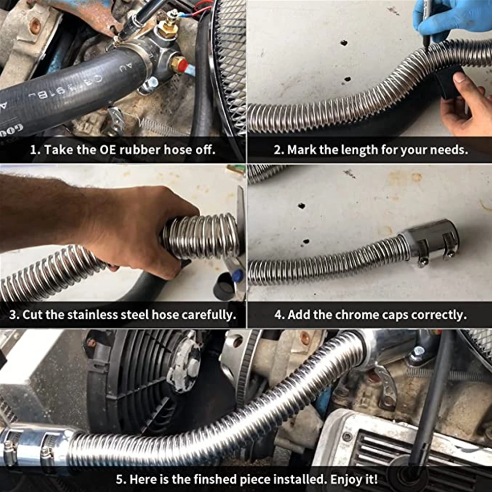 Universeller 24" 36" 48" Automotor-Kühlkörper-Kühlerschlauch-Set und Edelstahl mit verchromter Kappenklemme aus Edelstahl
