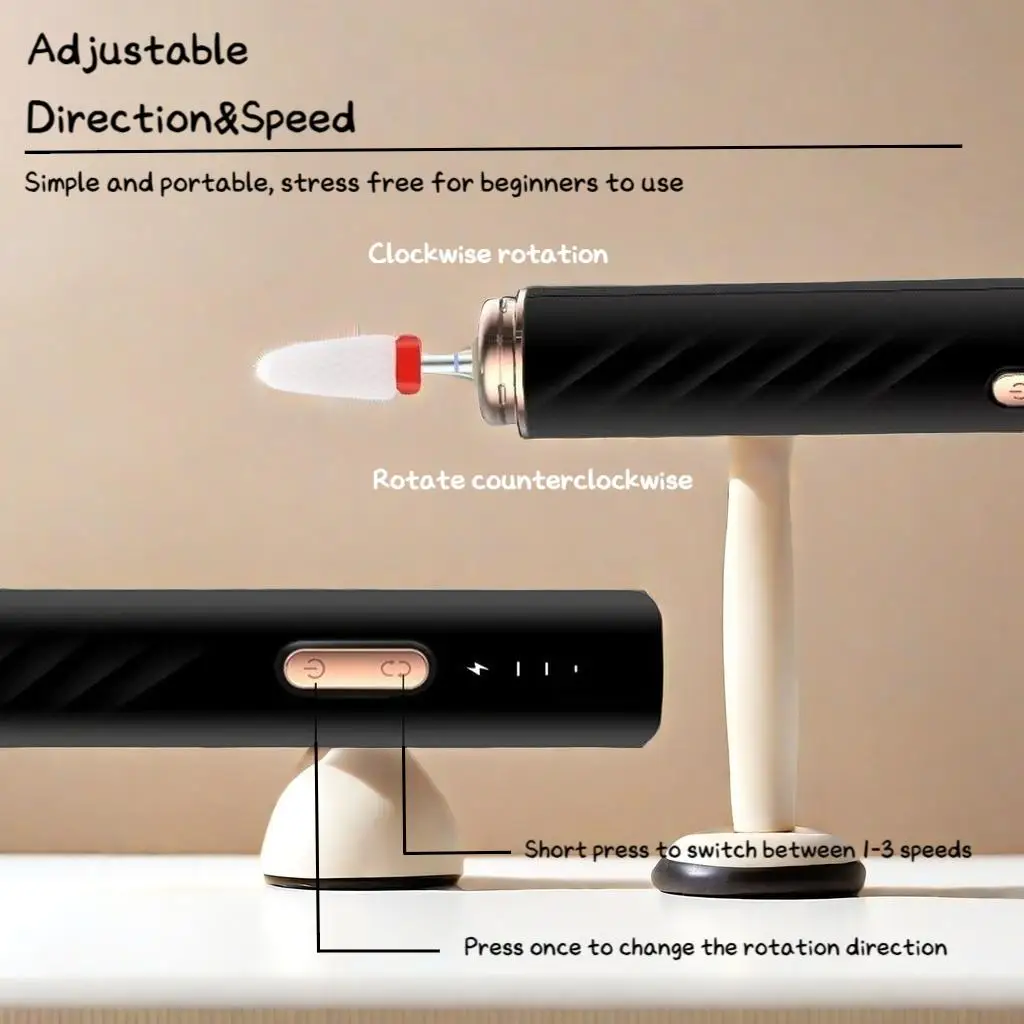 Trapano elettrico portatile per unghie, set di frese per tagliare le unghie, lucidatrice per unghie a velocità regolabile