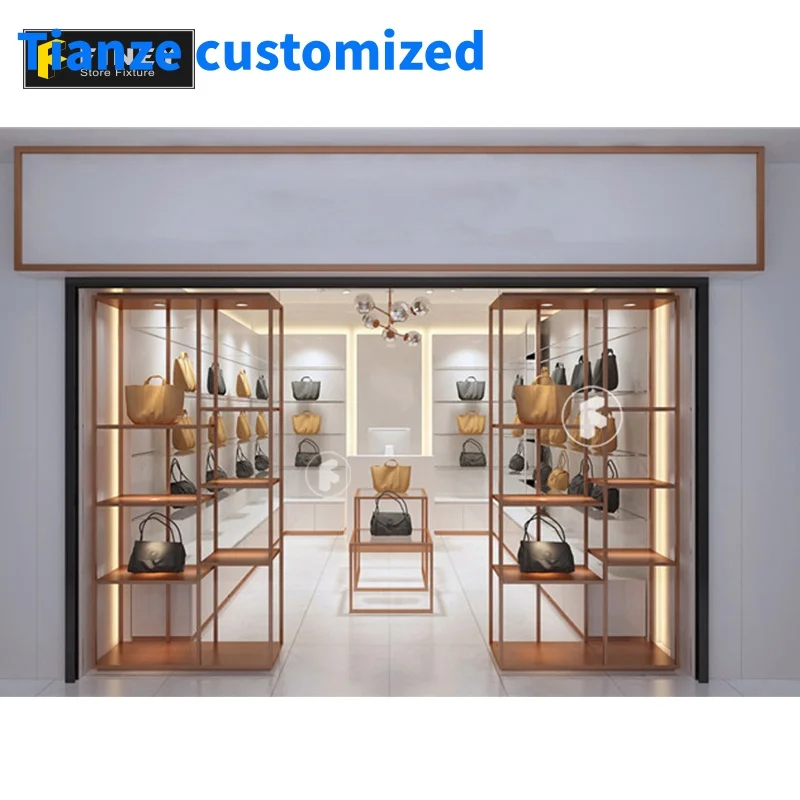 (Customized) Guangzhou Bag Store Interior Design Handbag Display Showcase Furniture Window Display