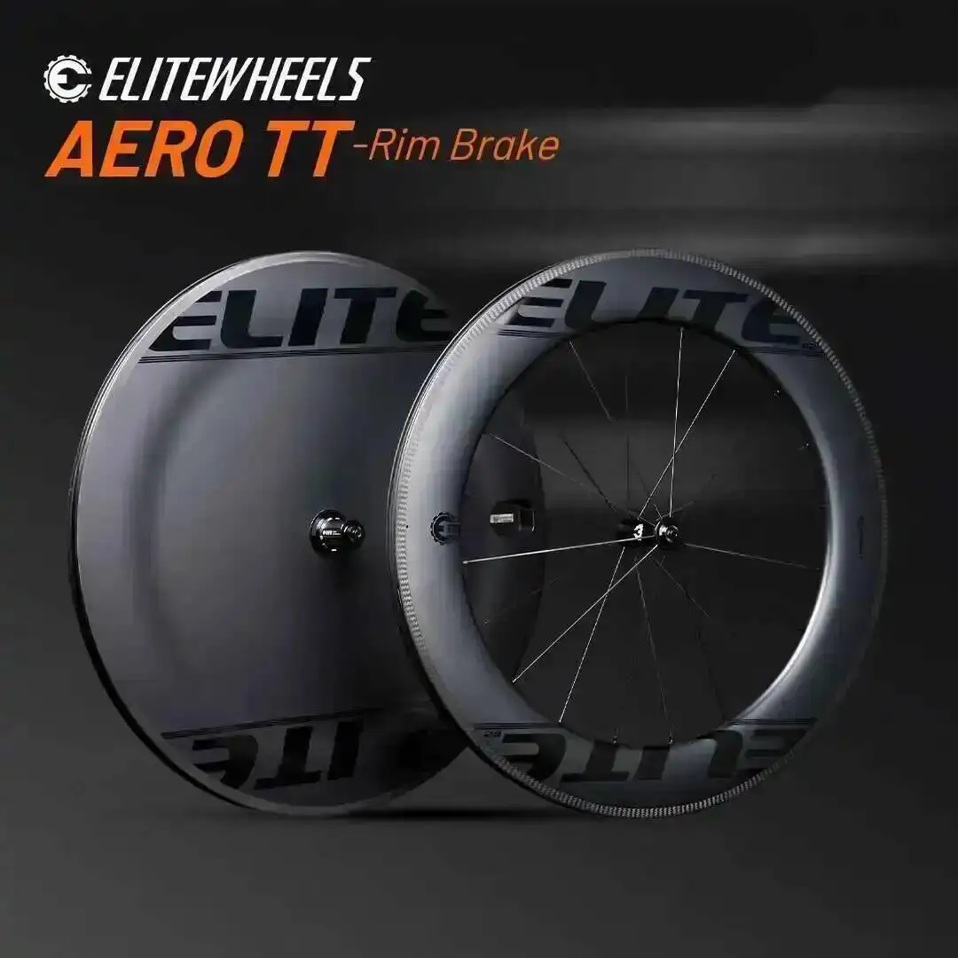 

ELITEWHEELS AERO-TT Wheels Carbon Fiber Triathlon Wheelst V Brake Tubeless Clincher Wheel For TT Bike Racing