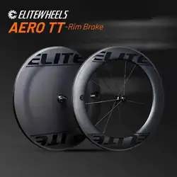 ELITEWHEELS AERO-TT Wheels Carbon Fiber Triathlon Wheelst  V Brake Tubeless Clincher Wheel For TT Bike Racing