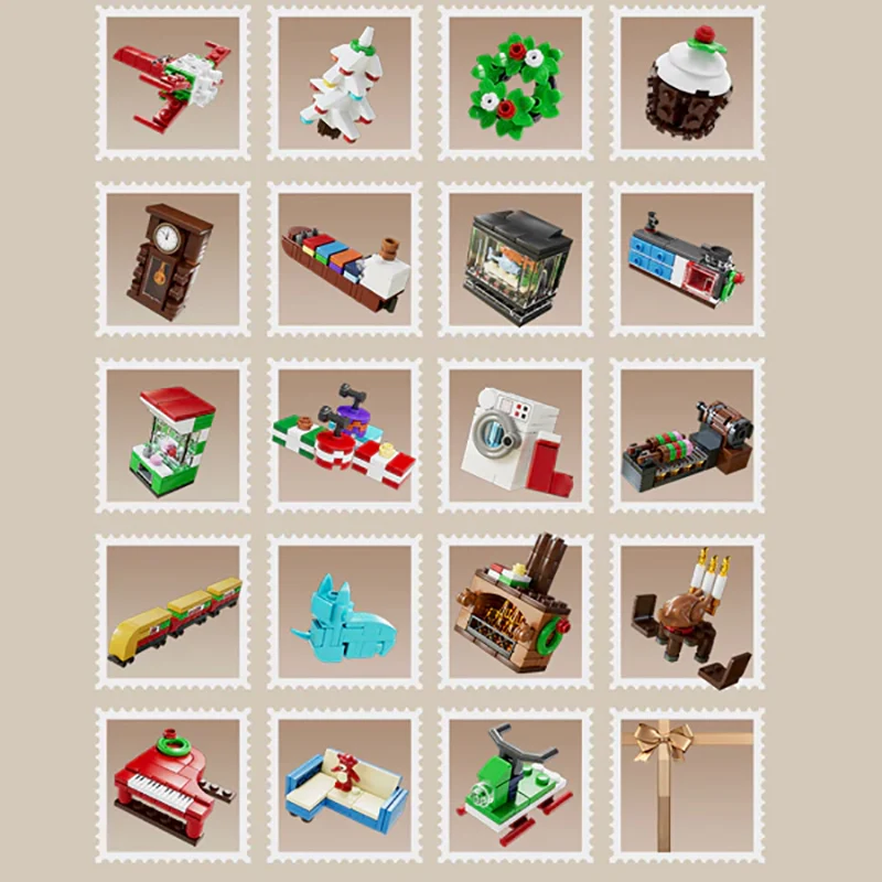 725PCS Kerst Adventskalender Blind Box Gebouwen Blokken Sets Model Bricks Sets Thuis Ornament Creatief Speelgoed Volwassen Kinderen Geschenken