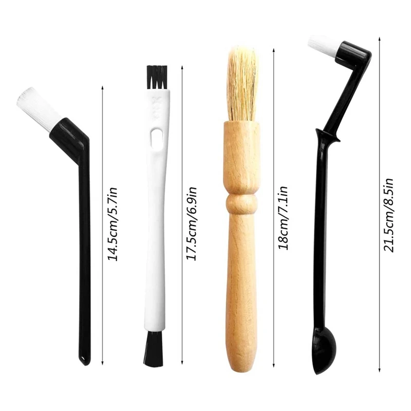 Coffee Grinder Cleaning Brush,Wood Dusting Espresso Brush And Nylon Espresso Machine Brush With Spoon For Bean Grain,Etc