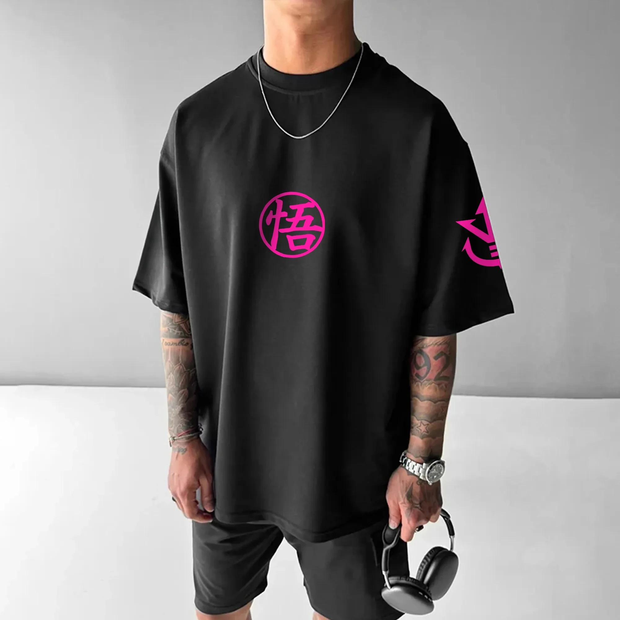 Dragon Ball animación impresión periférica algodón manga corta 2025 americano hombres y mujeres verano suelta cuello redondo Camiseta