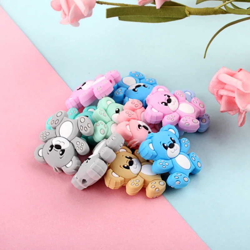 5/20/50Pcs Animal Silicone Beads Unicorns Koala Kitten BPA Free Baby Teething Toys Pacifier Chain Bracelets Baby Accessories