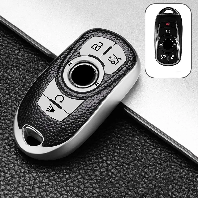 Leather TPU Car Key Cover Bag Case Shell Protector for Buick Encore Envision Excelle Lacrosse Regal Verano GX GL6