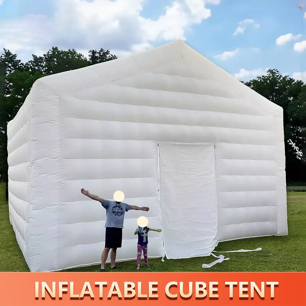 Portable white inflatable nightclub tent with disco lights and smoke machine, nightclub music bar tent, outdoor party cube whole