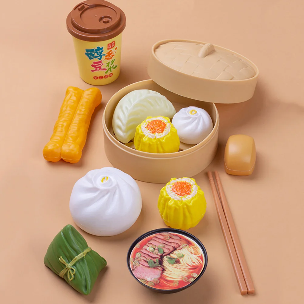 

58 Pcs Kitchen Toys Play Food Cutting for Kids Chinese Breakfast Cooking Childrens Plastic Pretend Role Steamed Buns Children's