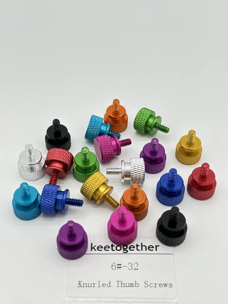 10pcs 6#-32/M3.5 Colourful Computer Case Side Panel Hard Disk Hand-tighten Screw Aluminum Knurled Step Thumb Screws Anodized