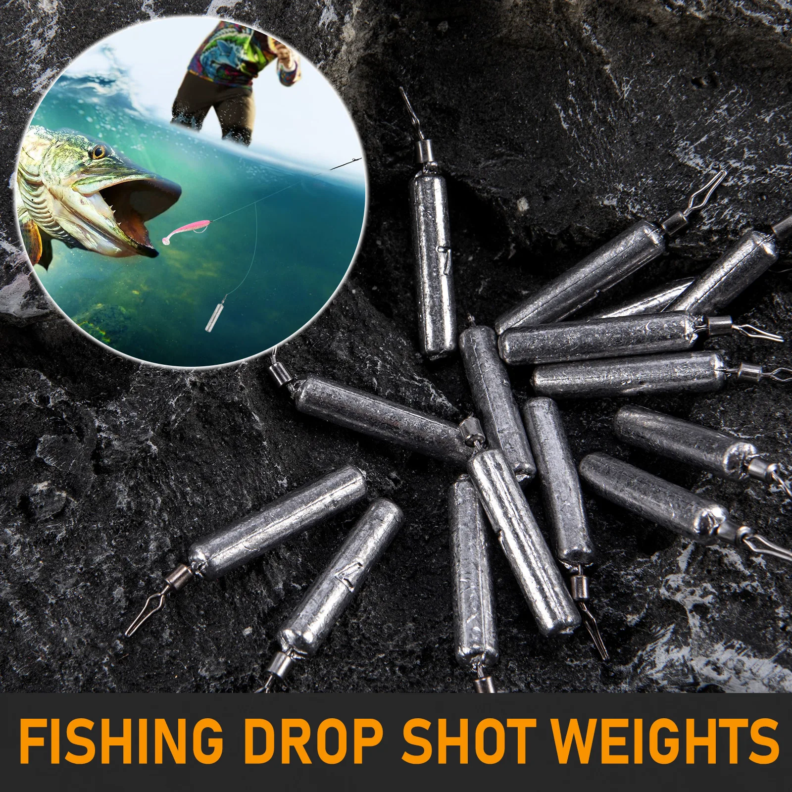 10pcs Drop Shot Fishing Weights Sinker 3.5g-20g Saltwater Pencil Weight Bulk Skinny Sinker  Bottom Rig Bass Pike