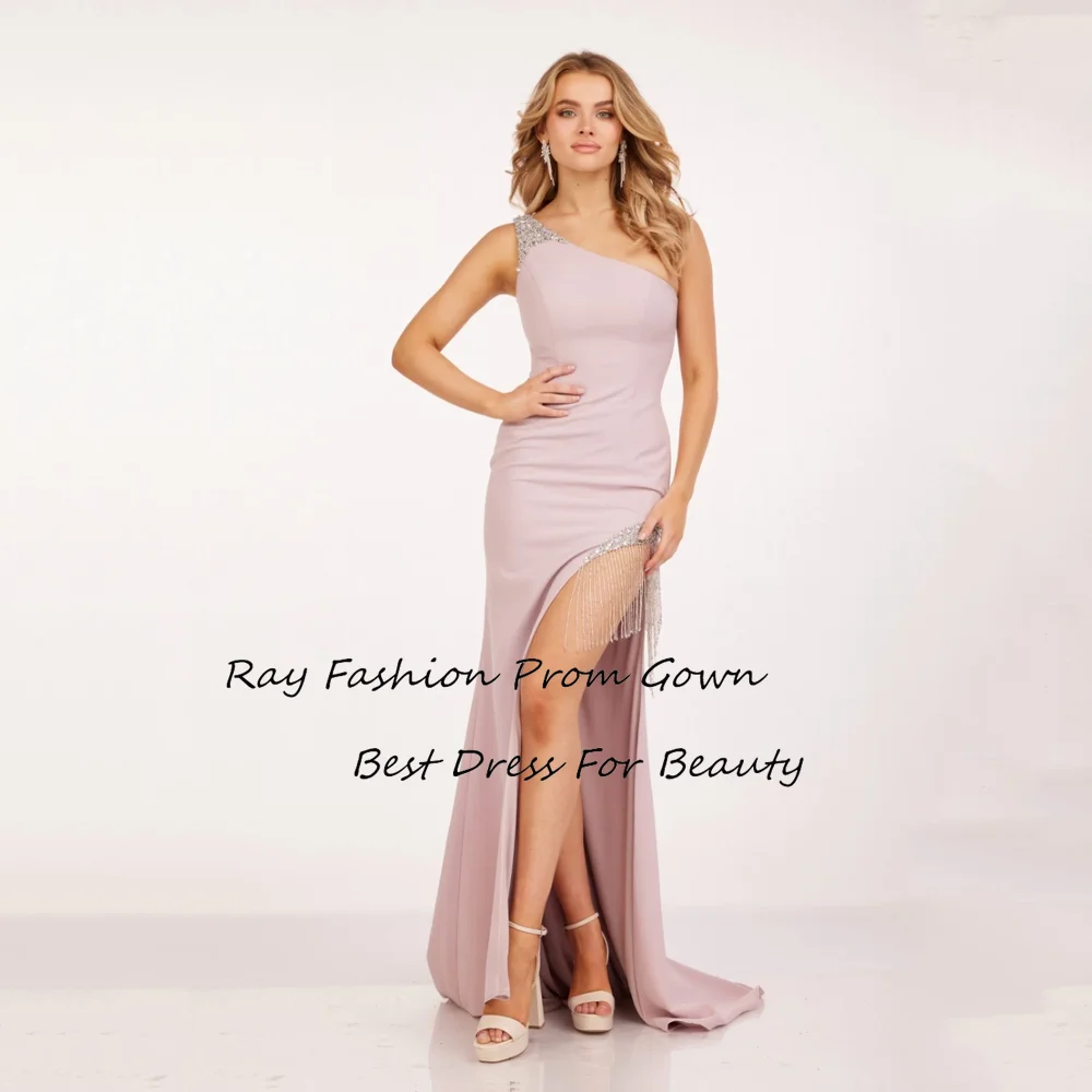 

Ray Fashion Mermaid Prom Dress One Shoulder Sleeveless With Beading Slit For Women Formal Occasions فساتين سهرة Saudi Arabia