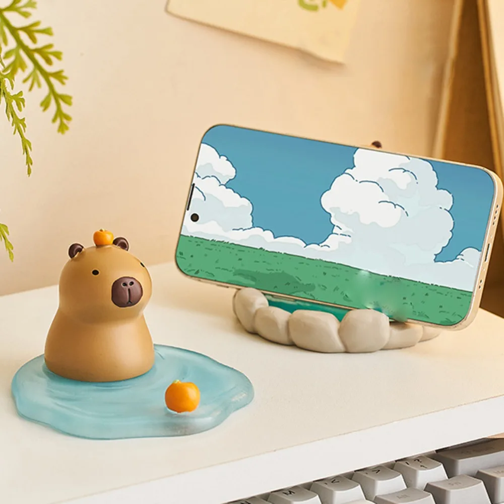 Crocodile Capybara Phone Holder Animal Figurines Ornament Capybara Mobole Phone Stand Creative Cute Capybara Model Toy