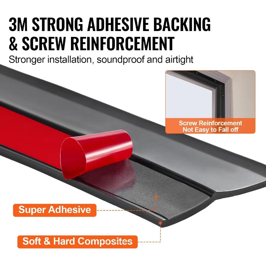Garage Door Seal Top and Sides Seal Strip 20 FT Universal Weather Stripping Replacement Soft and Hard Composite Weatherproofing