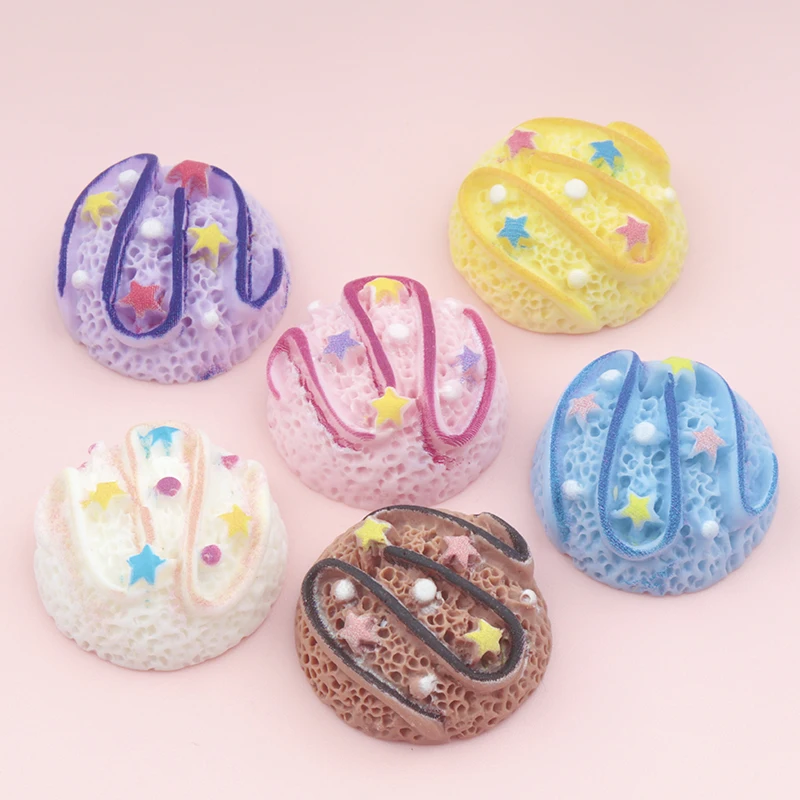 10/100Pcs Simulation Resin Cartoon Cake Flat Back Scrapbooking Cabochon Embellishments DIY Accessories Hairpin