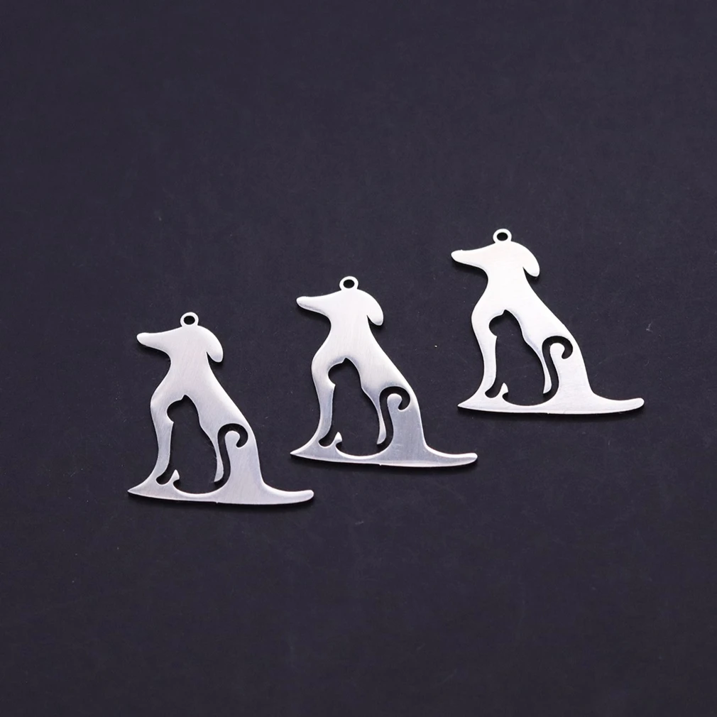 3pcs Greyhound Dog Cat Silhouette Stainless Steel Charms Pet Animal Pendant for DIY Earrings Necklace Jewelry Making Accessories