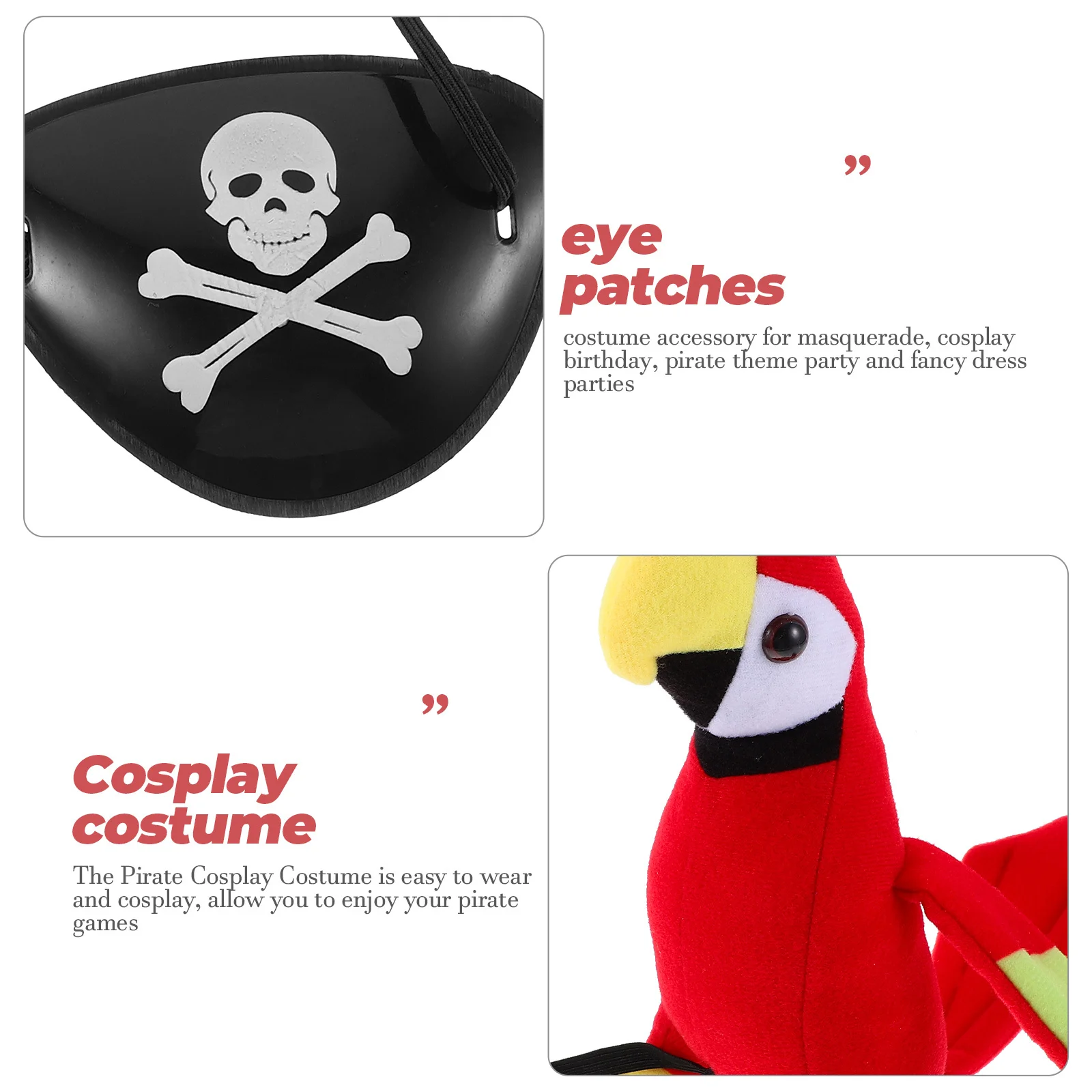1 Set Piraat Cosplay Kostuum Kit Ooglapje Bandana Papegaai Accessoire Voor Halloween Pirate Party Maskerade Dress Up Game Nieuwigheid