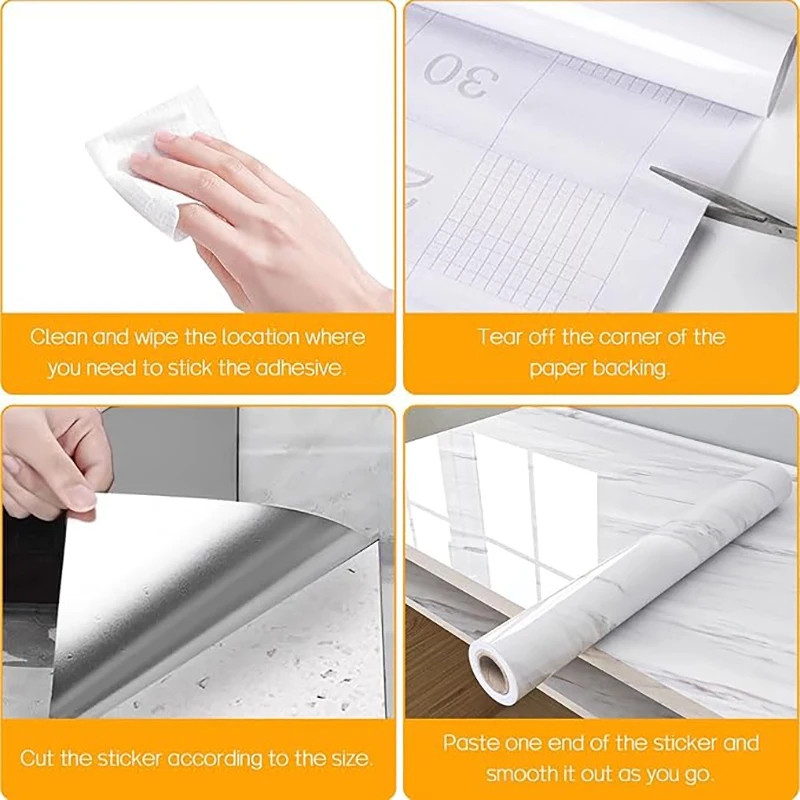 Kitchen Pearlescent Film Waterproof Wallpaper PVC Room DIY Self-adhesive Wall Stickers Wardrobe Kitchen Furniture Wall Stickers