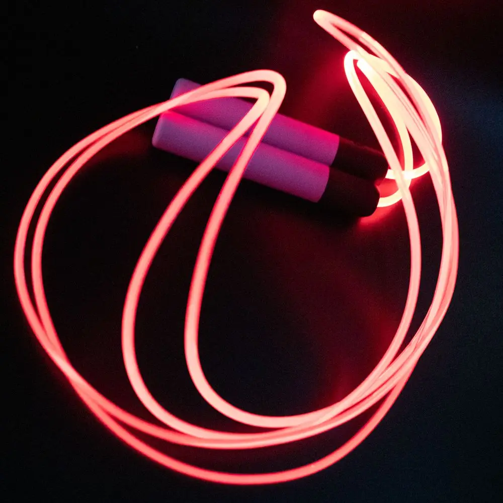 Upgraded Rechargeable Steel Inside Fiber Optic Glowing Flashing Skipping Jump Ropes For Adults Fitness Exercise Skip Rope