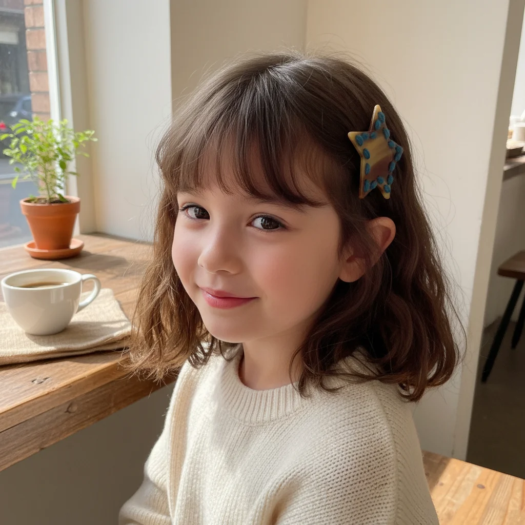 

Star Shaped Yarn Hair Clip With Heart Design For Girls Daily Use
