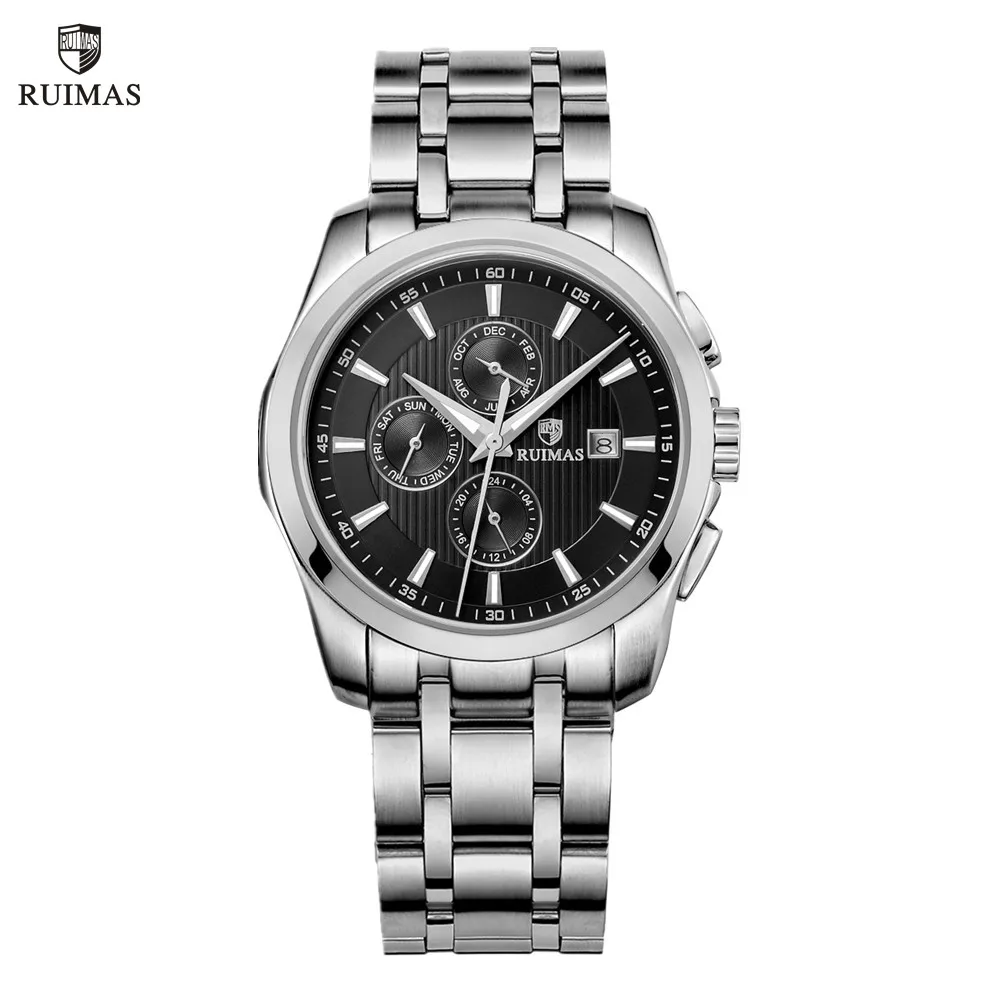 

RUIMAS Stainless Steel Band Business Casual Watch for Men Waterproof Luxury Automatic Mechanical Wrist Watches Relogio Masculino