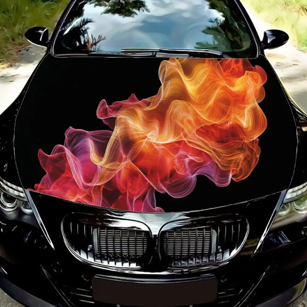 

Dynamic upgrade! Eye-catching flame style graphics car vinyl wraps, car vinyl hood sticker, embellish your car hood