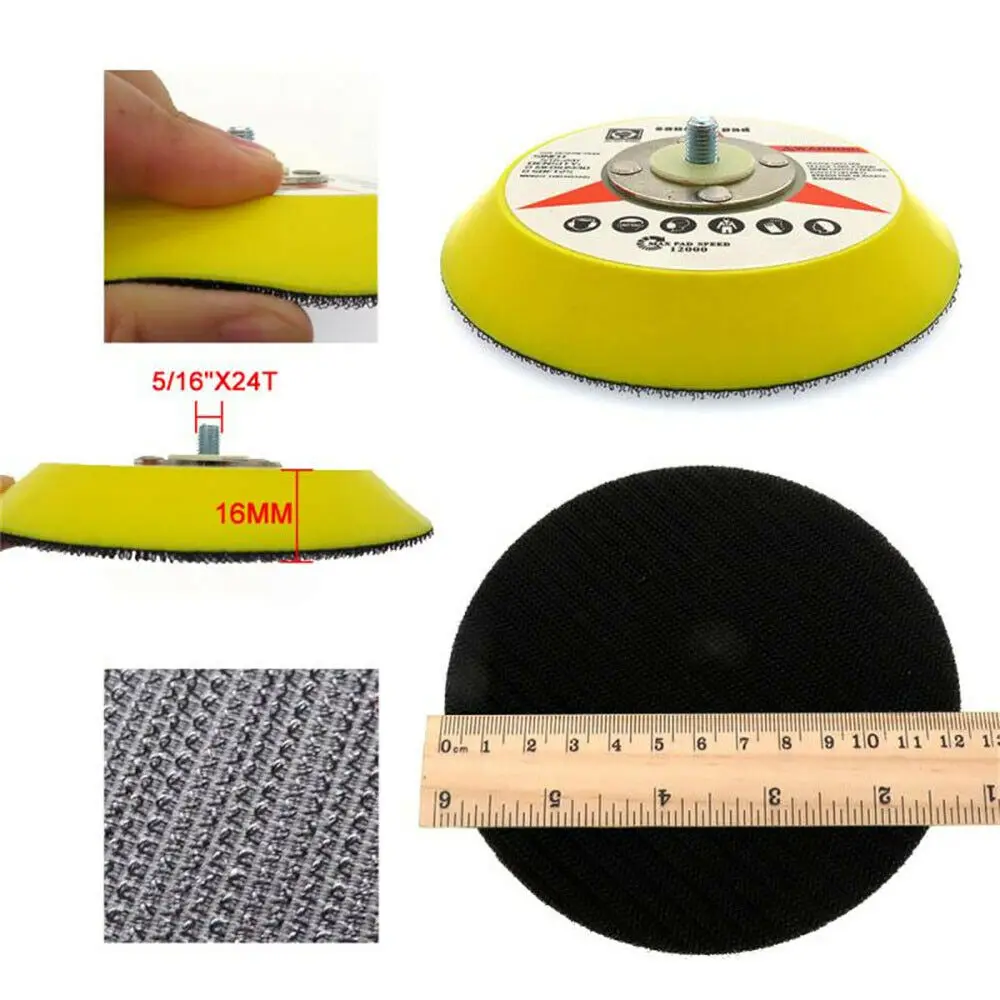 5 "인치 125mm 후크 및 루프 샌딩 폴리싱 백킹 패드 에어 샌더 용 M8 스레드가있는 연마재 가구 판금 자동차