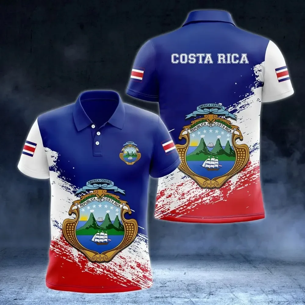 

Costa Rica Flag Badge 3D printed Polo shirt Casual street wear men's fashion jersey plus size sportswear
