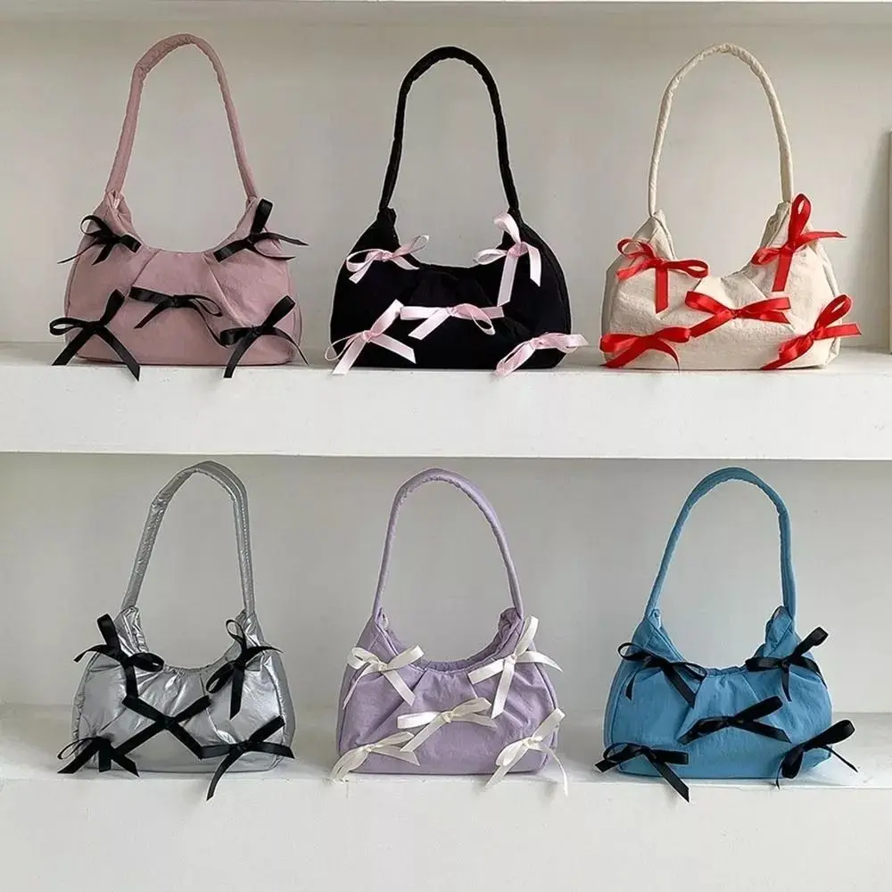 

New Balletcore Bow Underarm Bag Large Capacity Sweet Shoulder Bag Personalized Single Gentle Handbag
