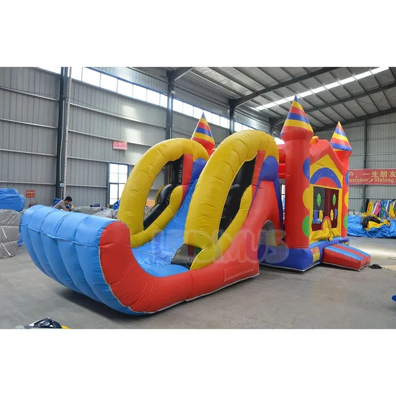 Colorful Balloon Theme Inflatable Bounce House With Slide Commercial Kids Inflatable Bouncy Castle for Party Event Rental