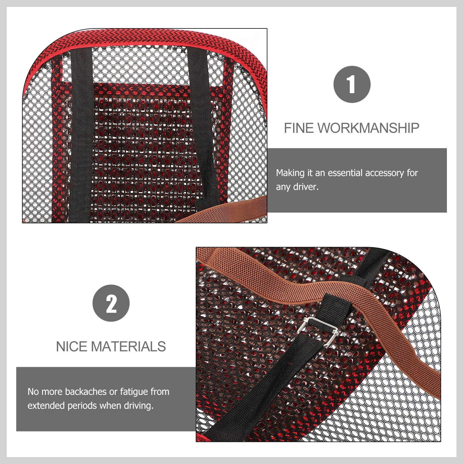 

Car Seat Cushion Lumbar Support Breathable Waist Pad Wooden Beads Design Universal Fit For All Cars Summer Ventilated