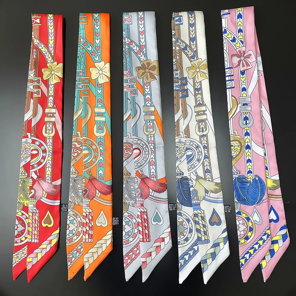 

Summer New Heart Shaped Tassel Women's Silk Scarf Handbag Bow Tie Scarf Lightweight Polyester Fabric Unisex Casual Sport