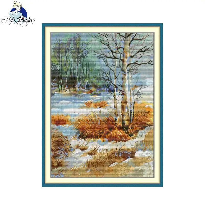 

Autumn Scenery Cross Stitch Kit Aida Cloth 14CT/16CT/11CT DIY Embroidery Set for Home Decoration Christmas Gift Joy Sunday