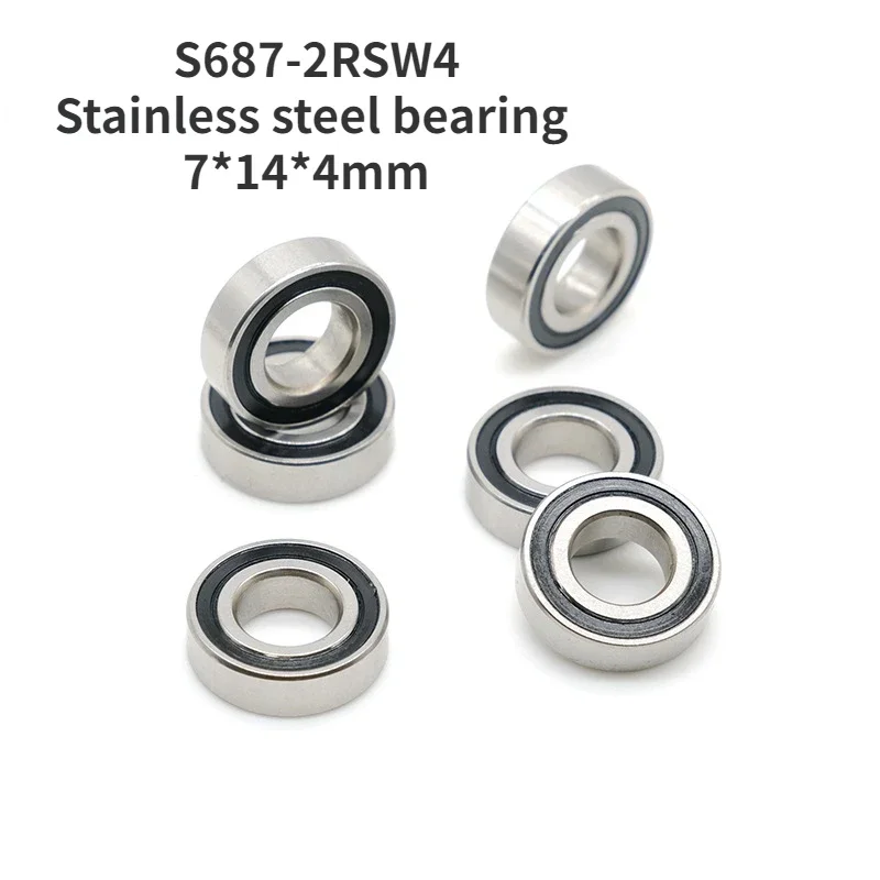 Fishing wheel drip wheel line cup miniature bearing S687-2RSW4 Stainless steel bearing 7*14*4mm rubber seal cover