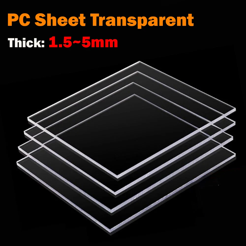 Ширина 200 ~ 500 мм Лист ПК Прозрачная пластиковая пластина Толщина 1,5 мм/2 мм/3 мм/4 мм/5 мм Поликарбонатная доска Индивидуальное обслуживание