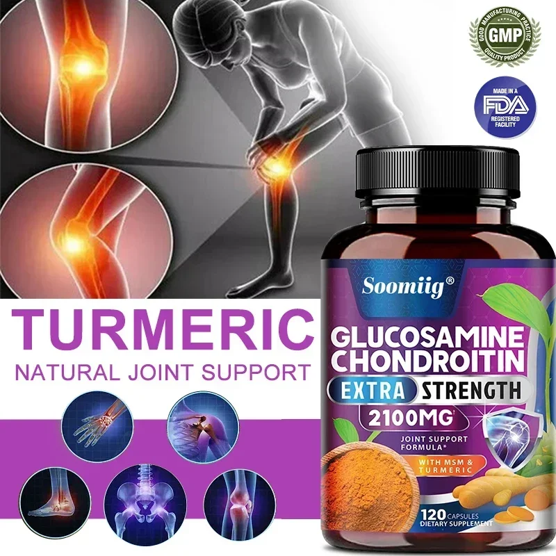 Glucosamine Extra Strength 2100MG, Chondroitin-Turmeric Natural Joint Support for Flexibility and Comfort