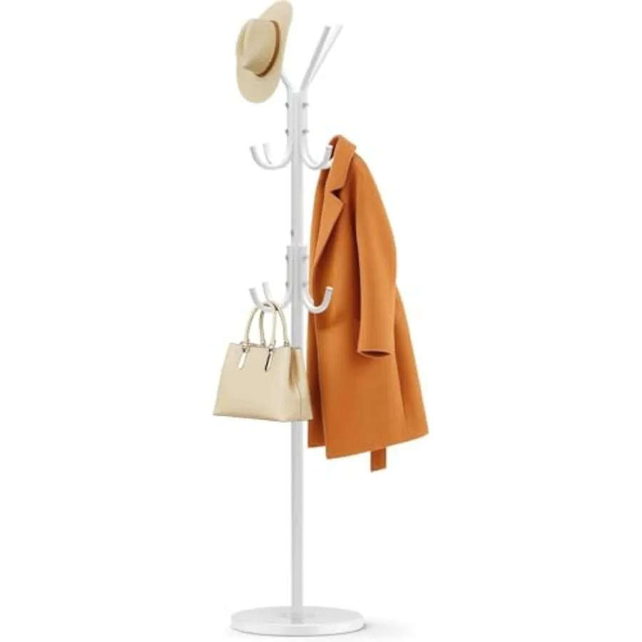 

Напольная вешалка для одежды повышенной прочности с устойчивым деревянным основанием, современная вешалка-стойка с 12 крючками, регулируемая, стильная
