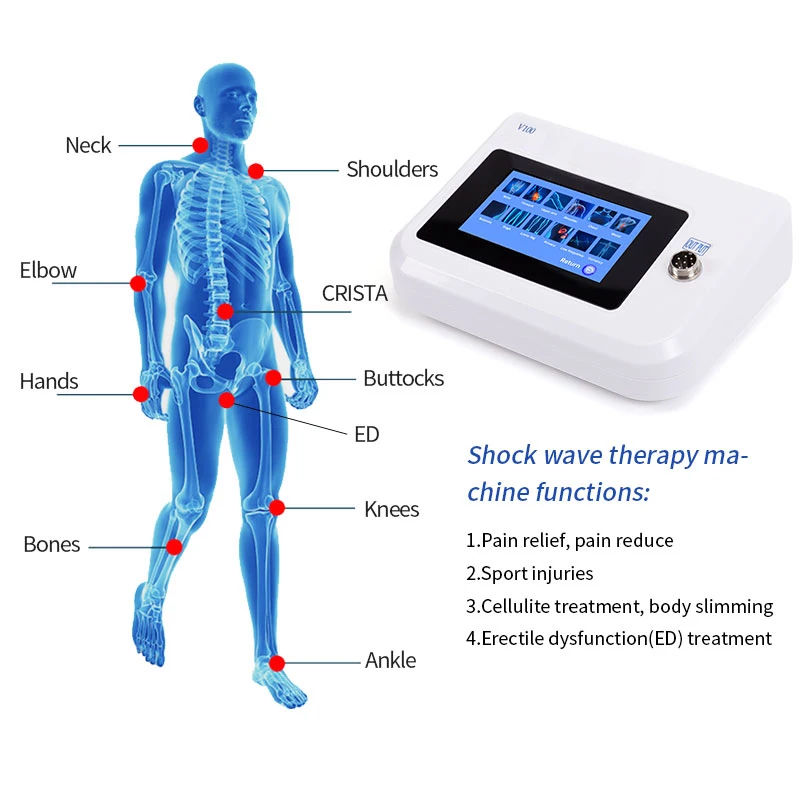 Portable Physical Therapy Equipment ED Electromagnetic Extracorporeal Shock Wave Therapy Machine Pain Relief Body Relax Massager