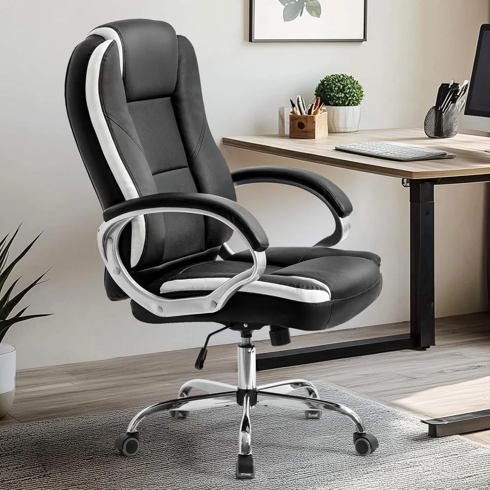 

Office Desk Ergonomic Gaming Chair High Back Adjustable Computer Chair with Wheels and Lumbar Support Comfy Leather