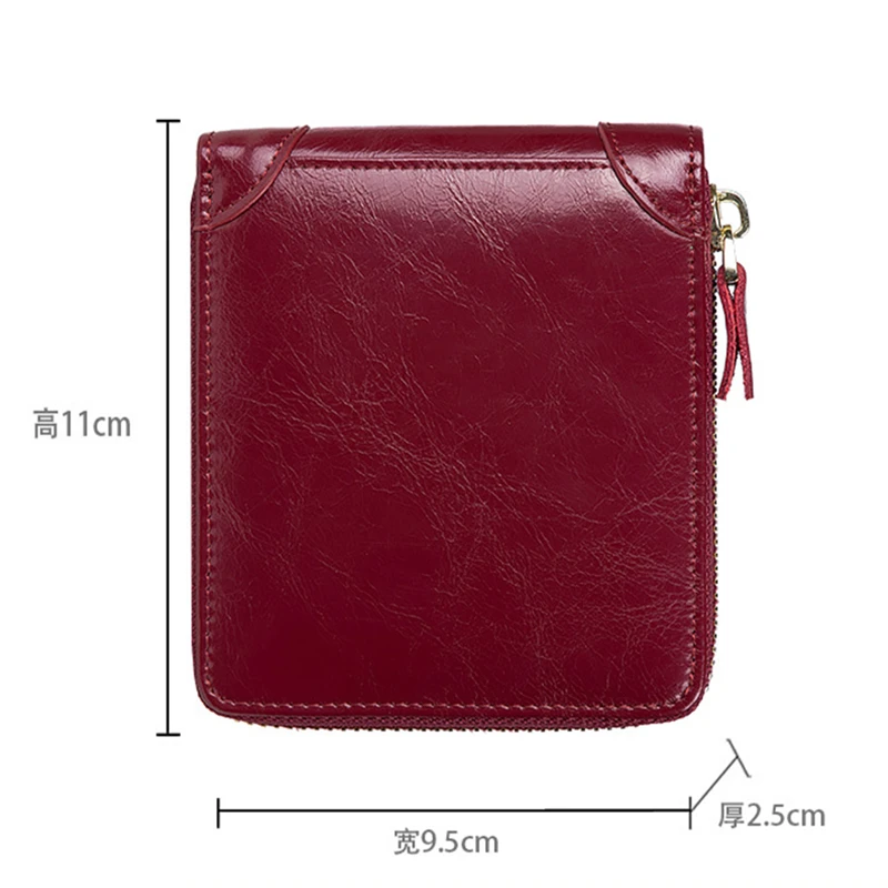 New Women's Luxury Leather Wallet Zipper Short Style Card Holder Solid Color Coin Purses Mini Clutch Bag Money Clip Men Gift