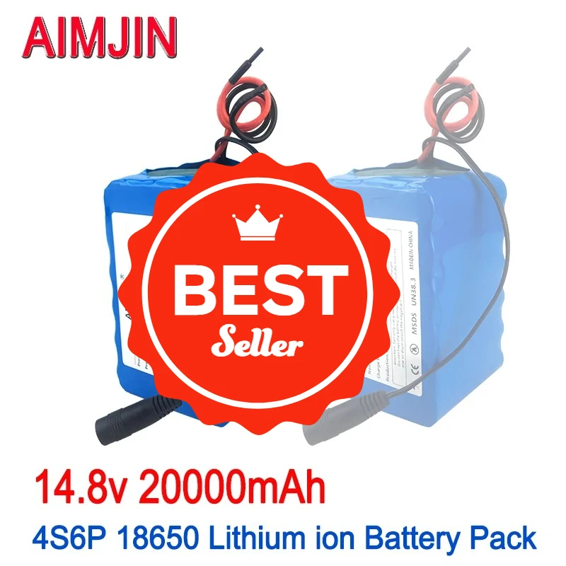 4S6P 14.8V 20Ah  Li-Iom Battery Pack 18650 for Night Fishing Lamp Heater Miner's Amplifier Batteries with BMS+16.8V Charger