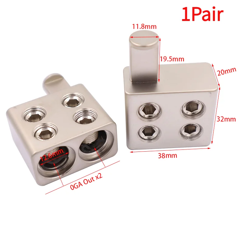1Pair Car Audio Splitter Wire Power Supply Terminal Audio lifier Dual 1/0 Gauge To 1/0 Gauge  Input Reducers Discharge